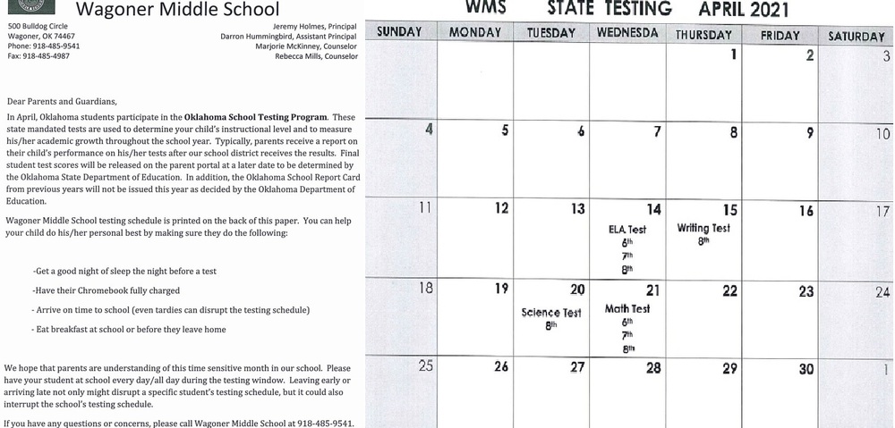 WMS State Testing Info