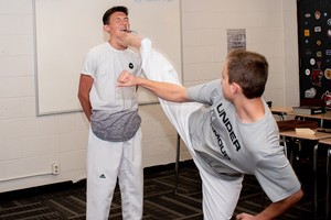 HS SWAT Holds a Taekwondo demonstration.