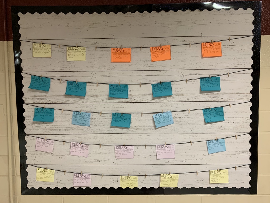 EECC Kudos Board~Students who show display the 7 Habits receive Kudos from Mrs. Fleming and get recognition on our Kudos Wall in our main hallway and receive a special treat!