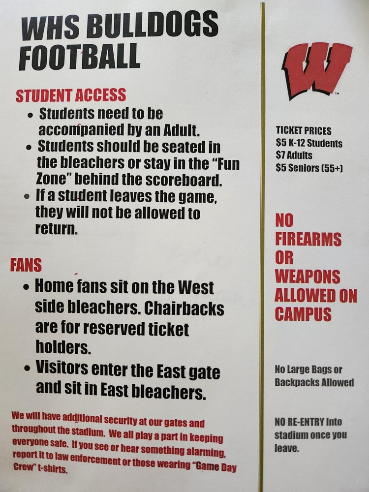 whs football game guidelines for fans